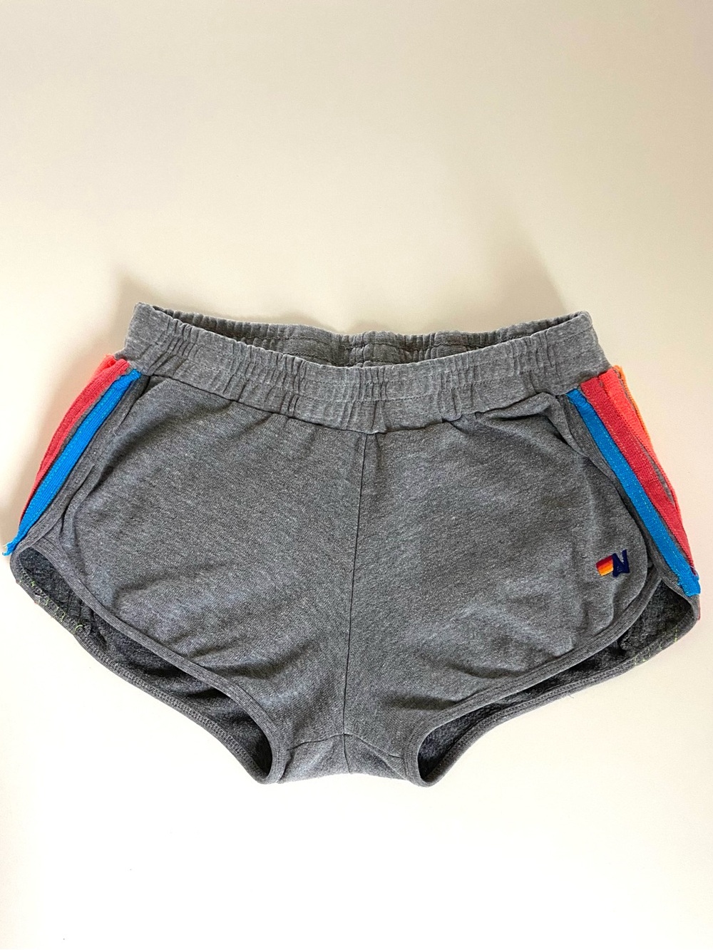 AVIATOR NATION RARE Gray Jogger Shorts w/ Neon 5 Stripes 🌈 Size Medium